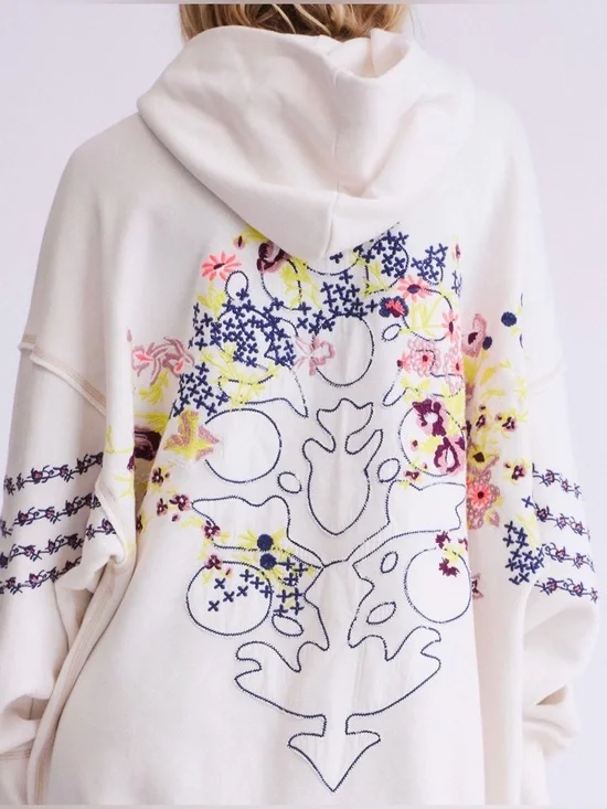 Free people at my best embroidered hoodie size xs - Picture 2 of 8
